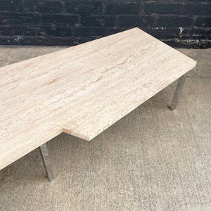 Mid-Century Modern Travertine Top & Chrome Coffee Table c.1950’s