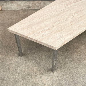 Mid-Century Modern Travertine Top & Chrome Coffee Table c.1950’s