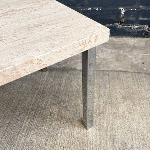 Mid-Century Modern Travertine Top & Chrome Coffee Table c.1950’s