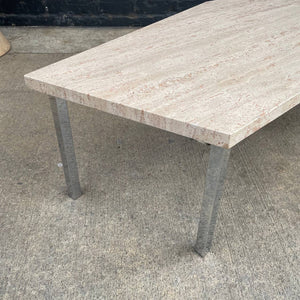 Mid-Century Modern Travertine Top & Chrome Coffee Table c.1950’s