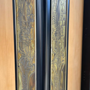 Bernard Rhone Acid Etched Brass Etagere Bookshelf for Mastercraft, c.1970’s
