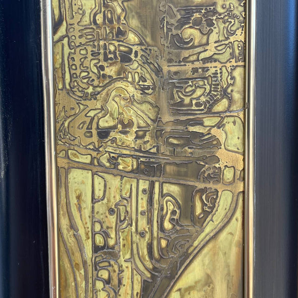 Bernard Rhone Acid Etched Brass Etagere Bookshelf for Mastercraft, c.1970’s