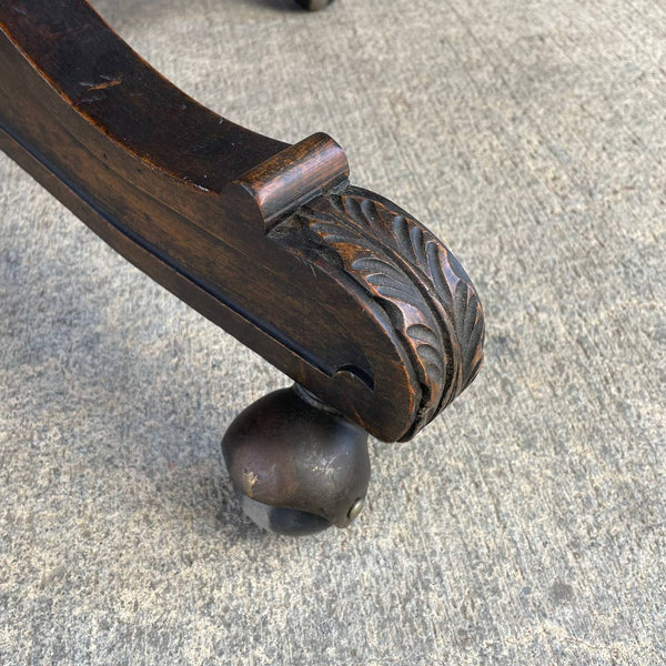 French Style Leather Swivel Carved Office Chair, c.1950’s