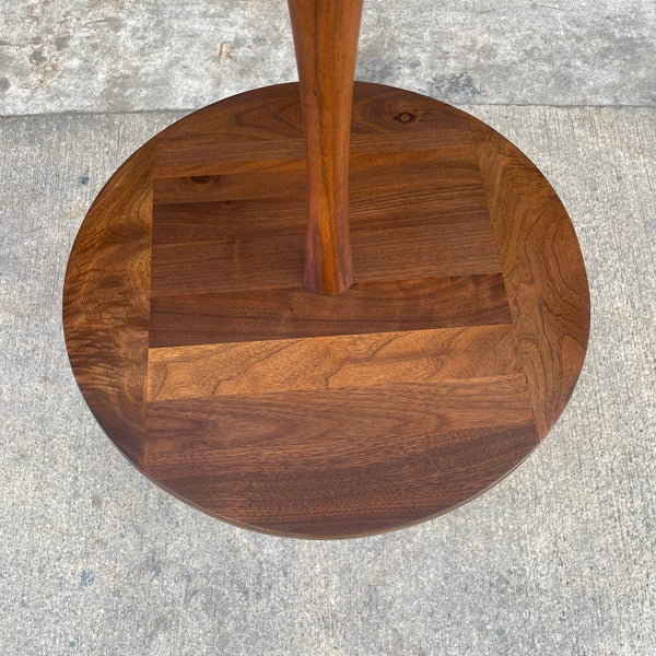 Mid-Century Modern Walnut & Brass Floor Lamp with Side Table, c.1960’s