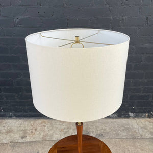Mid-Century Modern Walnut & Brass Floor Lamp with Side Table, c.1960’s