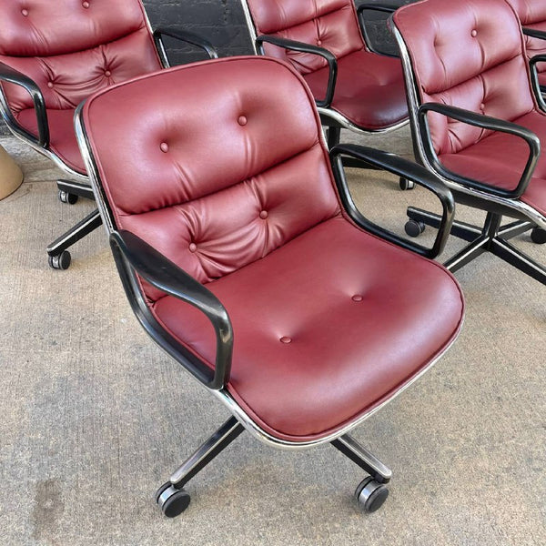 Set of Five Charles Pollock for Knoll Leather Executive Desk Chair’s, c.1950’s
