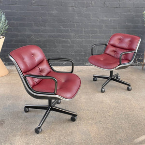 Set of 4 Charles Pollock for Knoll Leather Executive Desk Chair’s, c.1950’s