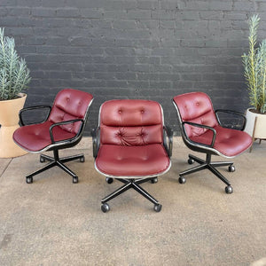 Set of Five Charles Pollock for Knoll Leather Executive Desk Chair’s, c.1950’s