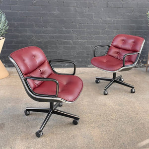 Set of Five Charles Pollock for Knoll Leather Executive Desk Chair’s, c.1950’s