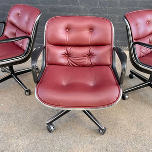 Set of Five Charles Pollock for Knoll Leather Executive Desk Chair’s, c.1950’s
