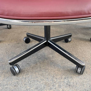 Set of 4 Charles Pollock for Knoll Leather Executive Desk Chair’s, c.1950’s