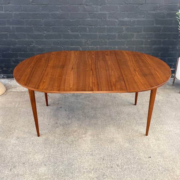 Expanding Mid-Century Modern Round Walnut Dining Table, c.1950’s