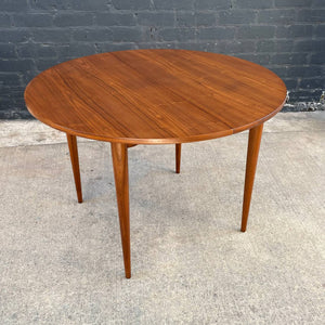 Expanding Mid-Century Modern Round Walnut Dining Table, c.1950’s