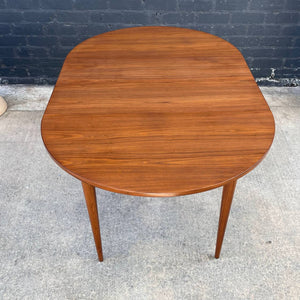 Expanding Mid-Century Modern Round Walnut Dining Table, c.1950’s