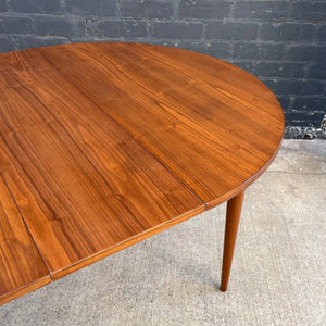 Expanding Mid-Century Modern Round Walnut Dining Table, c.1950’s