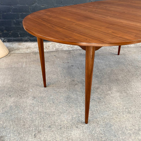 Expanding Mid-Century Modern Round Walnut Dining Table, c.1950’s