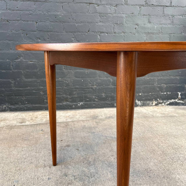 Expanding Mid-Century Modern Round Walnut Dining Table, c.1950’s