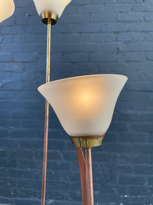Mid-Century Modern Walnut Sculpted Walnut & Brass Floor Lamp, c.1960’s