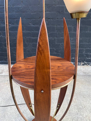 Mid-Century Modern Walnut Sculpted Walnut & Brass Floor Lamp, c.1960’s