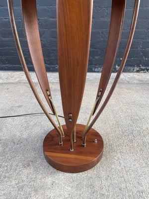 Mid-Century Modern Walnut Sculpted Walnut & Brass Floor Lamp, c.1960’s