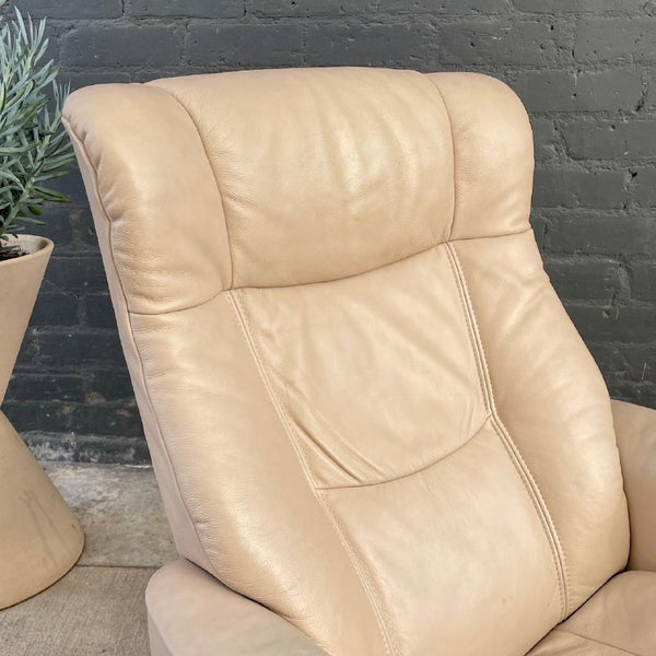 Mid-Century Modern Leather Lounge Chair with Ottoman, c.1980’s