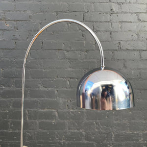 Italian Mid-Century Modern Chrome & Travertine Arc Lamp by Harvey Guzzini, c.1960’s