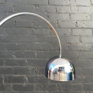 Italian Mid-Century Modern Chrome & Travertine Arc Lamp by Harvey Guzzini, c.1960’s