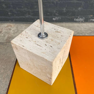 Italian Mid-Century Modern Chrome & Travertine Arc Lamp by Harvey Guzzini, c.1960’s