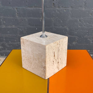 Italian Mid-Century Modern Chrome & Travertine Arc Lamp by Harvey Guzzini, c.1960’s