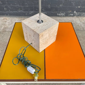 Italian Mid-Century Modern Chrome & Travertine Arc Lamp by Harvey Guzzini, c.1960’s