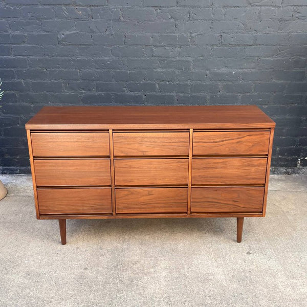 Mid-Century Modern 9-Drawer Walnut Dresser, c.1960’s