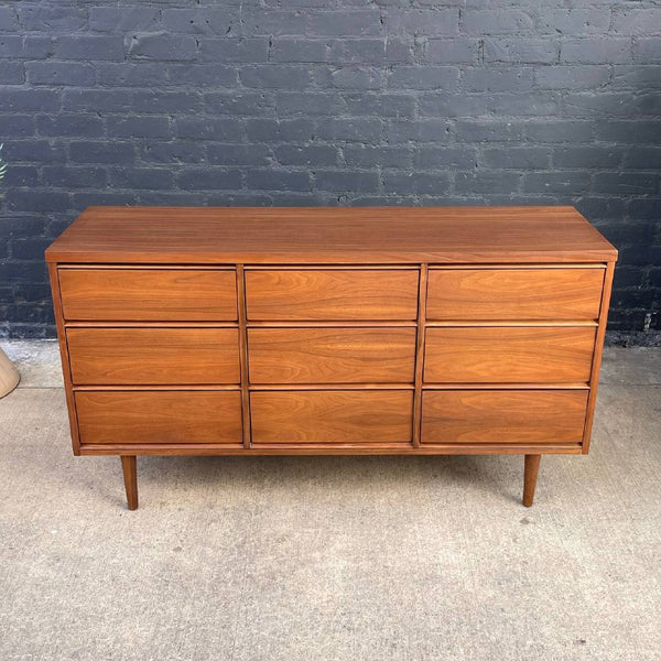 Mid-Century Modern 9-Drawer Walnut Dresser, c.1960’s