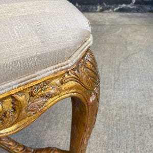 Pair of French Louis XVI  Style Giltwood Stools