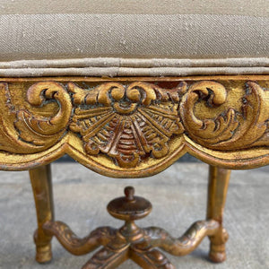 Pair of French Louis XVI  Style Giltwood Stools