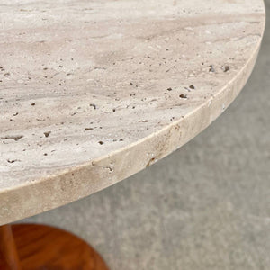 Pair of Mid-Century Modern Tulip Style Travertine Side Tables, c.1960’s