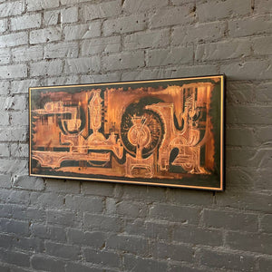 Mid-Century Bernhard Rohne Acid Etched and Oxidized Copper Wall Art, c.1970’s
