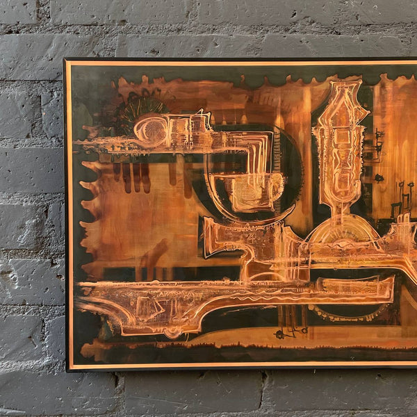 Mid-Century Bernhard Rohne Acid Etched and Oxidized Copper Wall Art, c.1970’s
