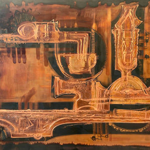 Mid-Century Bernhard Rohne Acid Etched and Oxidized Copper Wall Art, c.1970’s