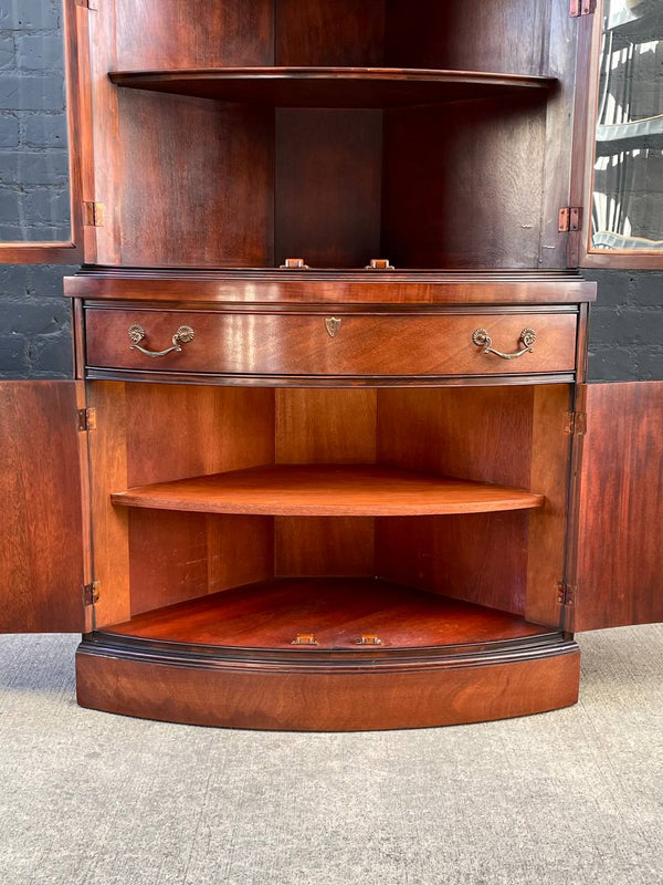 American Antique Federal Style Mahogany Display Corner Cabinet, c.1950’s