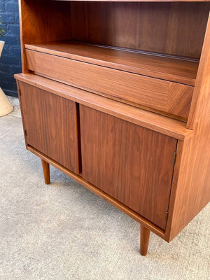 Mid-Century Modern Walnut & Glass Bookcase Credenza, c.1960’s