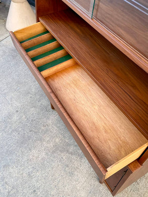 Mid-Century Modern Walnut & Glass Bookcase Credenza, c.1960’s