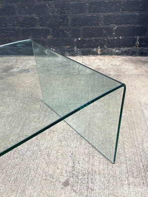 Contemporary Modern Curved Waterfall Glass Coffee Table