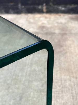 Contemporary Modern Curved Waterfall Glass Coffee Table