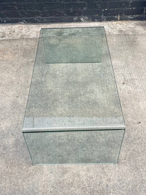 Contemporary Modern Curved Waterfall Glass Coffee Table