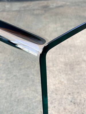Contemporary Modern Curved Waterfall Glass Coffee Table