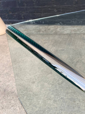 Contemporary Modern Curved Waterfall Glass Coffee Table