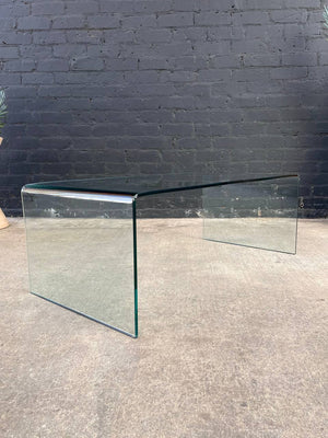 Contemporary Modern Curved Waterfall Glass Coffee Table