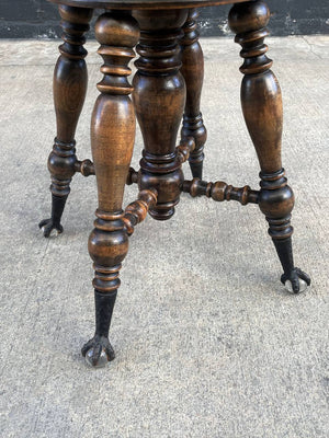 Antique Height Adjustable Piano Stool with Claw Feet, c.1940’s