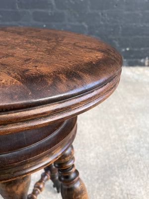 Antique Height Adjustable Piano Stool with Claw Feet, c.1940’s