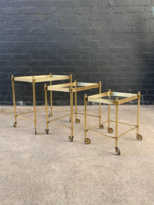 Mid-Century Modern Brass & Glass Nesting / Serving Tables, c.1960’s